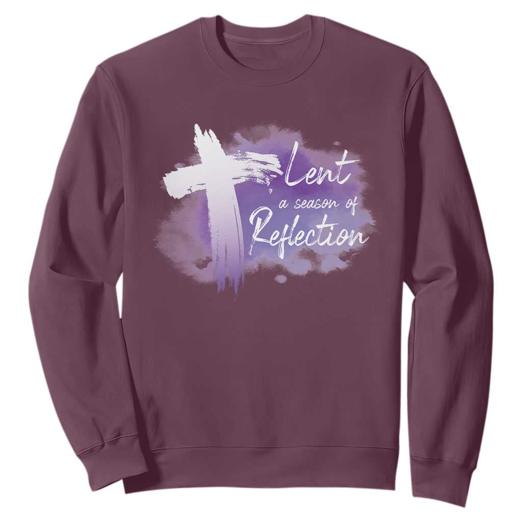 Ash Wednesday Sweatshirt Lent A Season Of Reflection Ashes Cross Christian Religious TS11 Maroon Print Your Wear