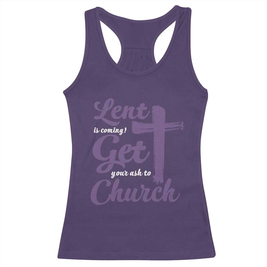 Ash Wednesday Racerback Tank Top Lent Is Coming Get Your Ash To Church Ash Cross TS11 Purple Print Your Wear