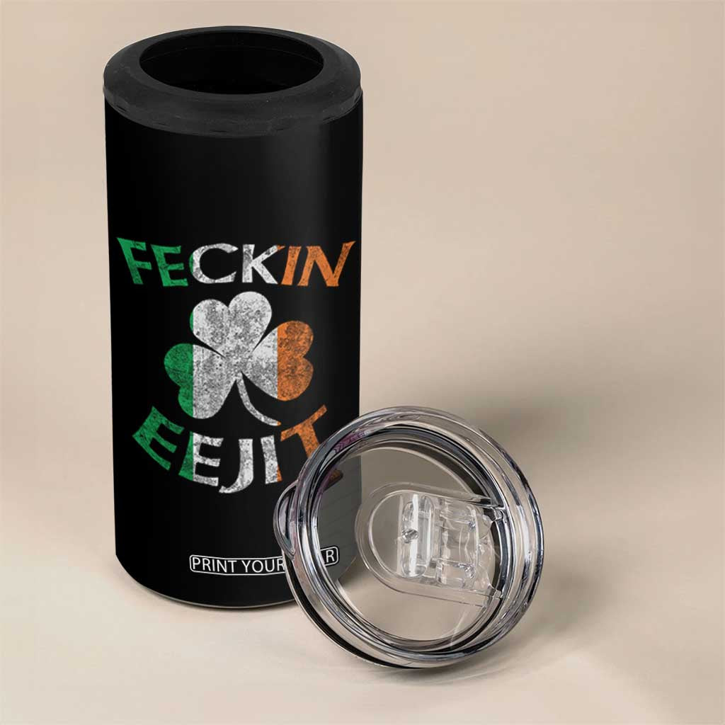 Funny Feckin Eejit 4 in 1 Can Cooler Tumbler Ireland Irish Slang Shamrock St Patrick's Day TS11 Print Your Wear