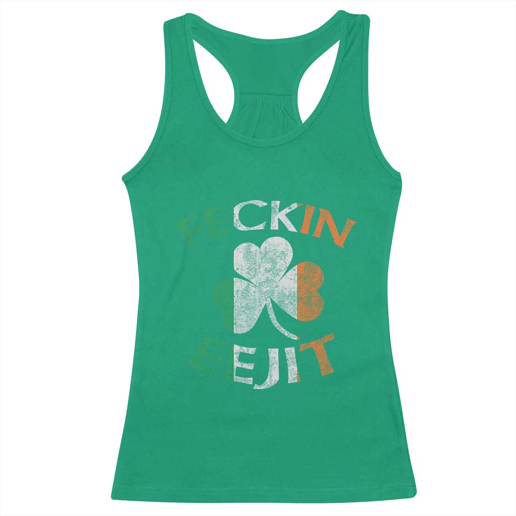 Funny Feckin Eejit Racerback Tank Top Ireland Irish Slang Shamrock St Patrick's Day TS11 Irish Green Print Your Wear