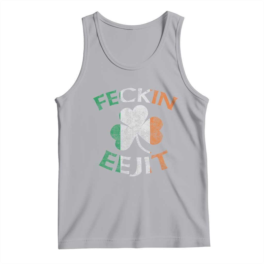 Funny Feckin Eejit Tank Top Ireland Irish Slang Shamrock St Patrick's Day TS11 Athletic Heather Print Your Wear