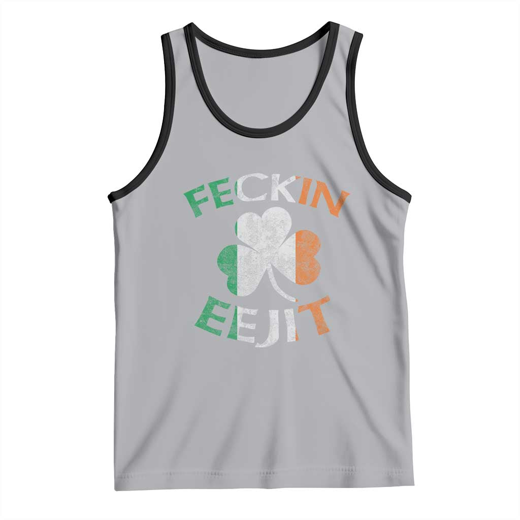Funny Feckin Eejit Tank Top Ireland Irish Slang Shamrock St Patrick's Day TS11 Athletic Heather Black Print Your Wear