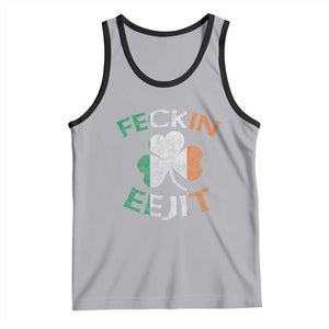 Funny Feckin Eejit Tank Top Ireland Irish Slang Shamrock St Patrick's Day TS11 Athletic Heather Black Print Your Wear