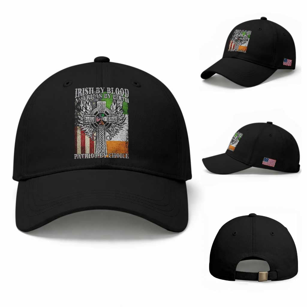 Irish Americans Baseball Cap Irish By Blood American By Birth Patriot By Choice Celtic Cross TS11 Baseball Cap Universal Fit Black Print Your Wear