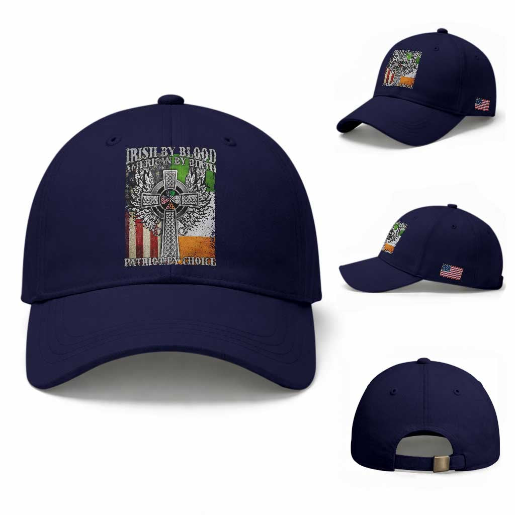Irish Americans Baseball Cap Irish By Blood American By Birth Patriot By Choice Celtic Cross TS11 Baseball Cap Universal Fit Dark Blue Print Your Wear