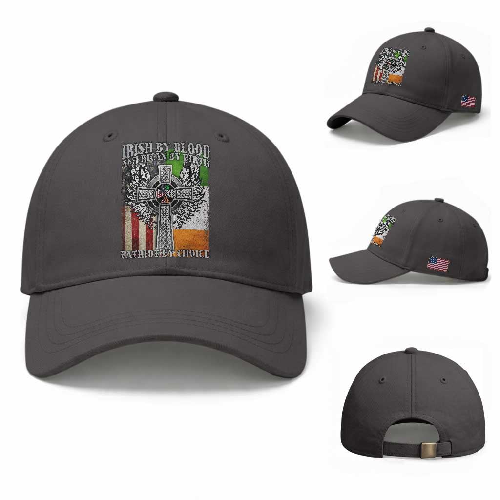 Irish Americans Baseball Cap Irish By Blood American By Birth Patriot By Choice Celtic Cross TS11 Baseball Cap Universal Fit Dark Gray Print Your Wear
