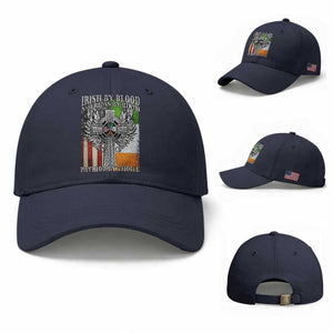 Irish Americans Baseball Cap Irish By Blood American By Birth Patriot By Choice Celtic Cross TS11 Baseball Cap Universal Fit Navy Print Your Wear