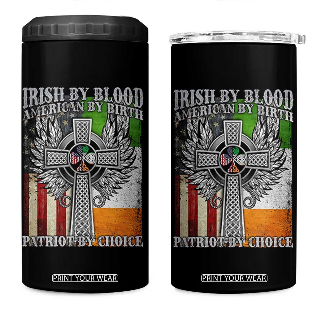 Irish Americans 4 in 1 Can Cooler Tumbler Irish By Blood American By Birth Patriot By Choice Celtic Cross TS11 One Size: 16 oz Black Print Your Wear