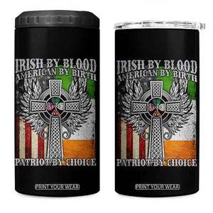 Irish Americans 4 in 1 Can Cooler Tumbler Irish By Blood American By Birth Patriot By Choice Celtic Cross TS11 One Size: 16 oz Black Print Your Wear