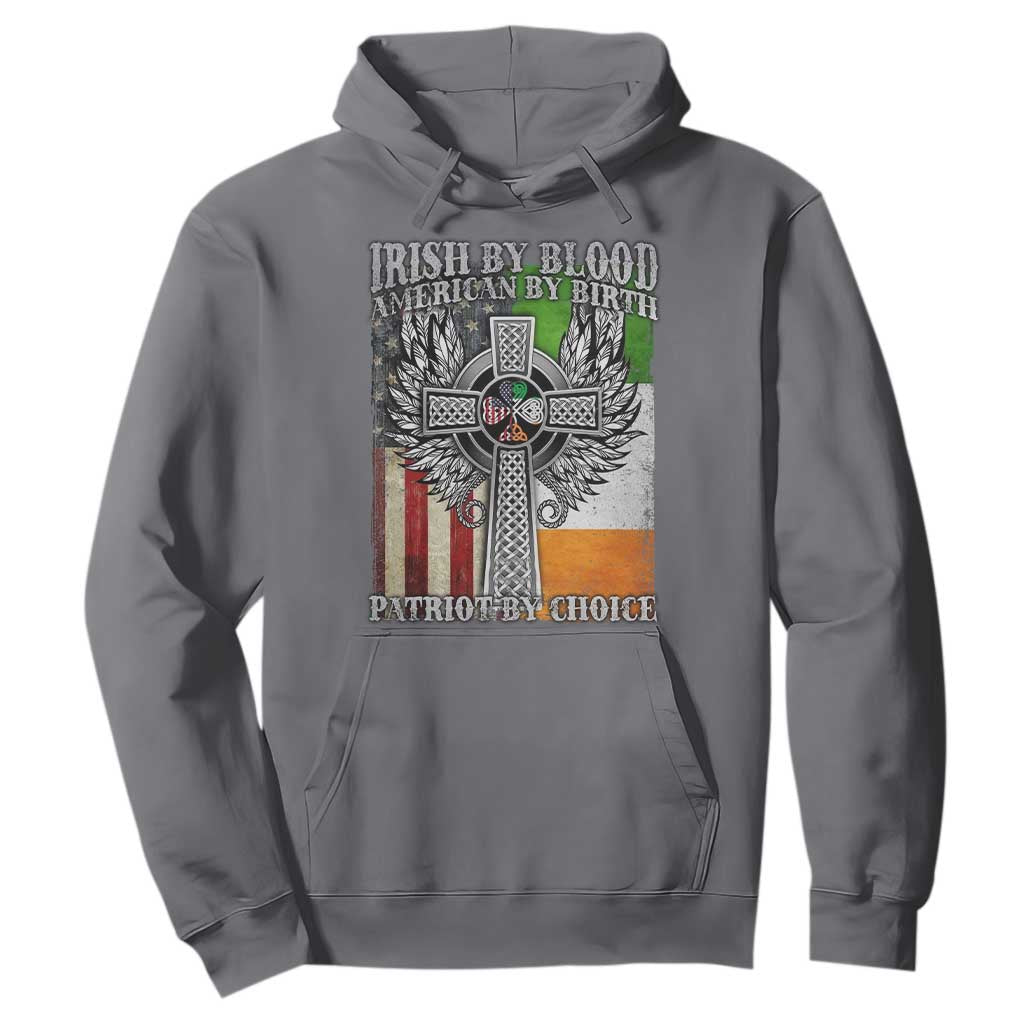 Irish Americans Hoodie Irish By Blood American By Birth Patriot By Choice Celtic Cross TS11 Charcoal Print Your Wear