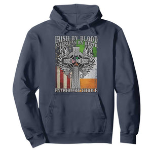 Irish Americans Hoodie Irish By Blood American By Birth Patriot By Choice Celtic Cross TS11 Navy Print Your Wear