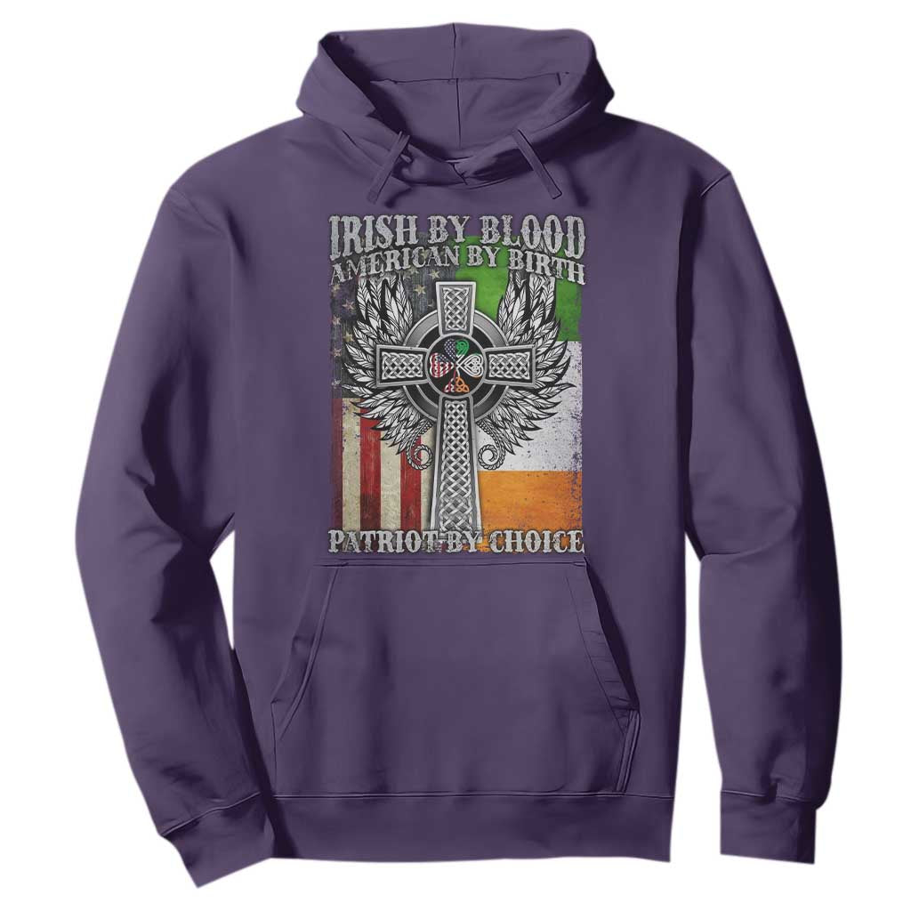 Irish Americans Hoodie Irish By Blood American By Birth Patriot By Choice Celtic Cross TS11 Purple Print Your Wear