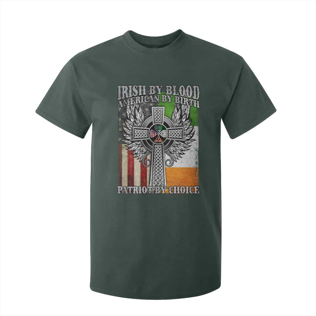 Irish Americans T Shirt For Kid Irish By Blood American By Birth Patriot By Choice Celtic Cross TS11 Dark Forest Green Print Your Wear