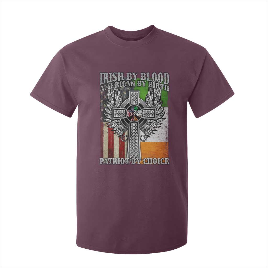 Irish Americans T Shirt For Kid Irish By Blood American By Birth Patriot By Choice Celtic Cross TS11 Maroon Print Your Wear