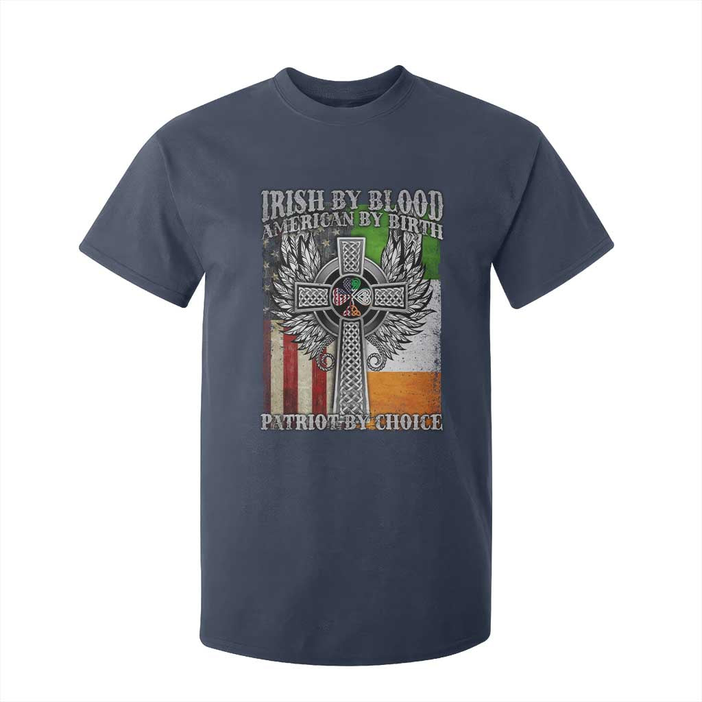 Irish Americans T Shirt For Kid Irish By Blood American By Birth Patriot By Choice Celtic Cross TS11 Navy Print Your Wear
