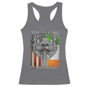 Irish Americans Racerback Tank Top Irish By Blood American By Birth Patriot By Choice Celtic Cross TS11 Charcoal Print Your Wear