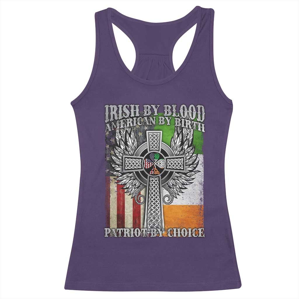 Irish Americans Racerback Tank Top Irish By Blood American By Birth Patriot By Choice Celtic Cross TS11 Purple Print Your Wear