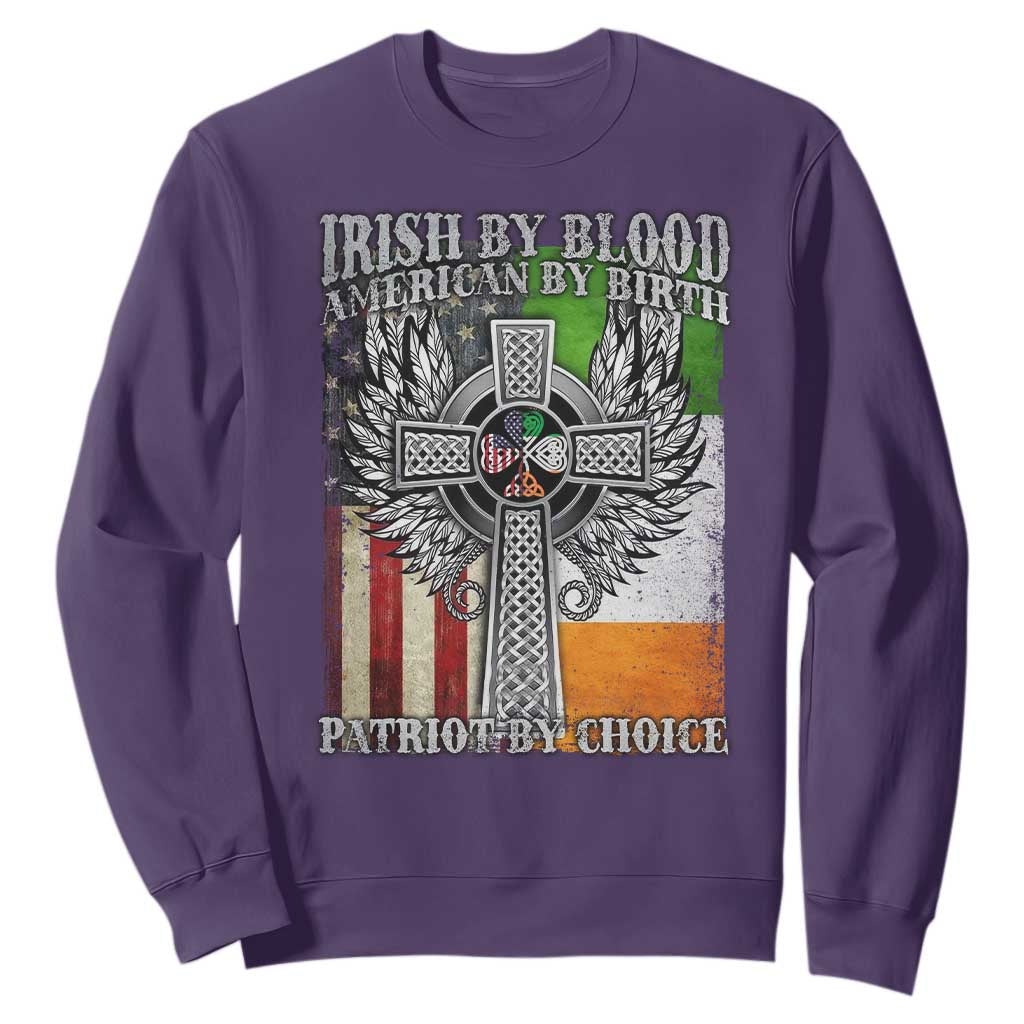 Irish Americans Sweatshirt Irish By Blood American By Birth Patriot By Choice Celtic Cross TS11 Purple Print Your Wear
