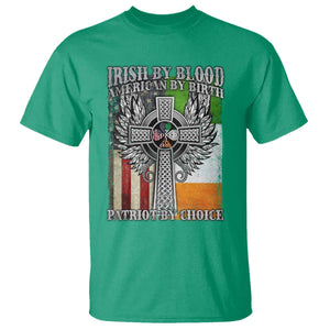 Irish Americans T Shirt - Irish By Blood American By Birth Patriot By Choice Celtic Cross Tee TS11 Irish Green Print Your Wear
