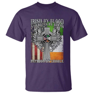 Irish Americans T Shirt - Irish By Blood American By Birth Patriot By Choice Celtic Cross Tee TS11 Purple Print Your Wear
