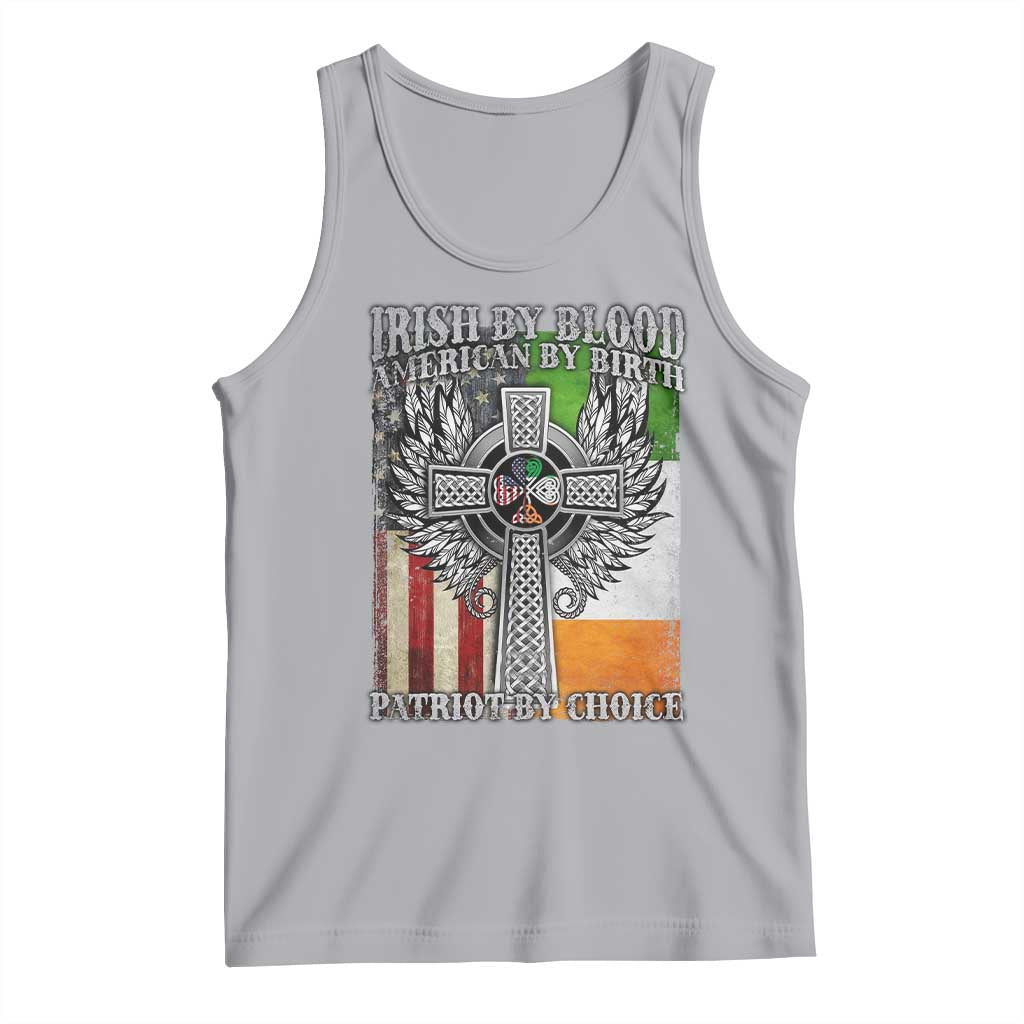Irish Americans Tank Top Irish By Blood American By Birth Patriot By Choice Celtic Cross TS11 Athletic Heather Print Your Wear