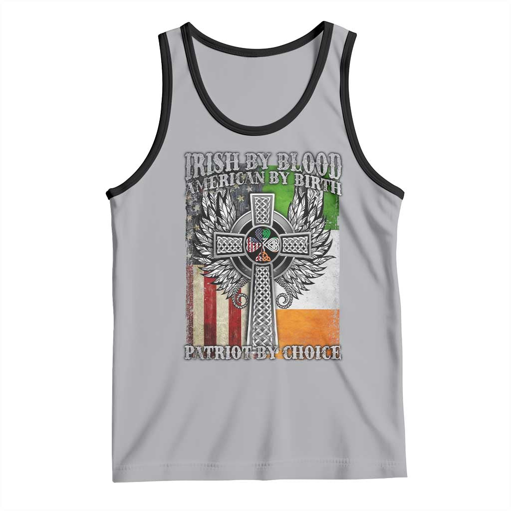 Irish Americans Tank Top Irish By Blood American By Birth Patriot By Choice Celtic Cross TS11 Athletic Heather Black Print Your Wear