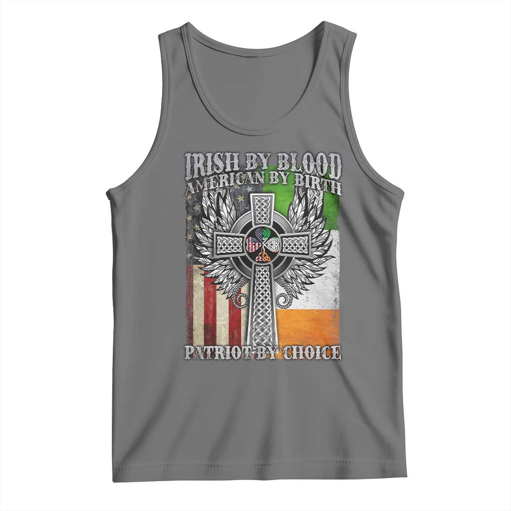 Irish Americans Tank Top Irish By Blood American By Birth Patriot By Choice Celtic Cross TS11 Black Heather Print Your Wear
