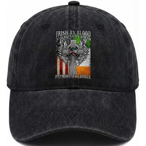 Irish Americans Washed Cotton Baseball Cap Irish By Blood American By Birth Patriot By Choice Celtic Cross TS11 Print Your Wear