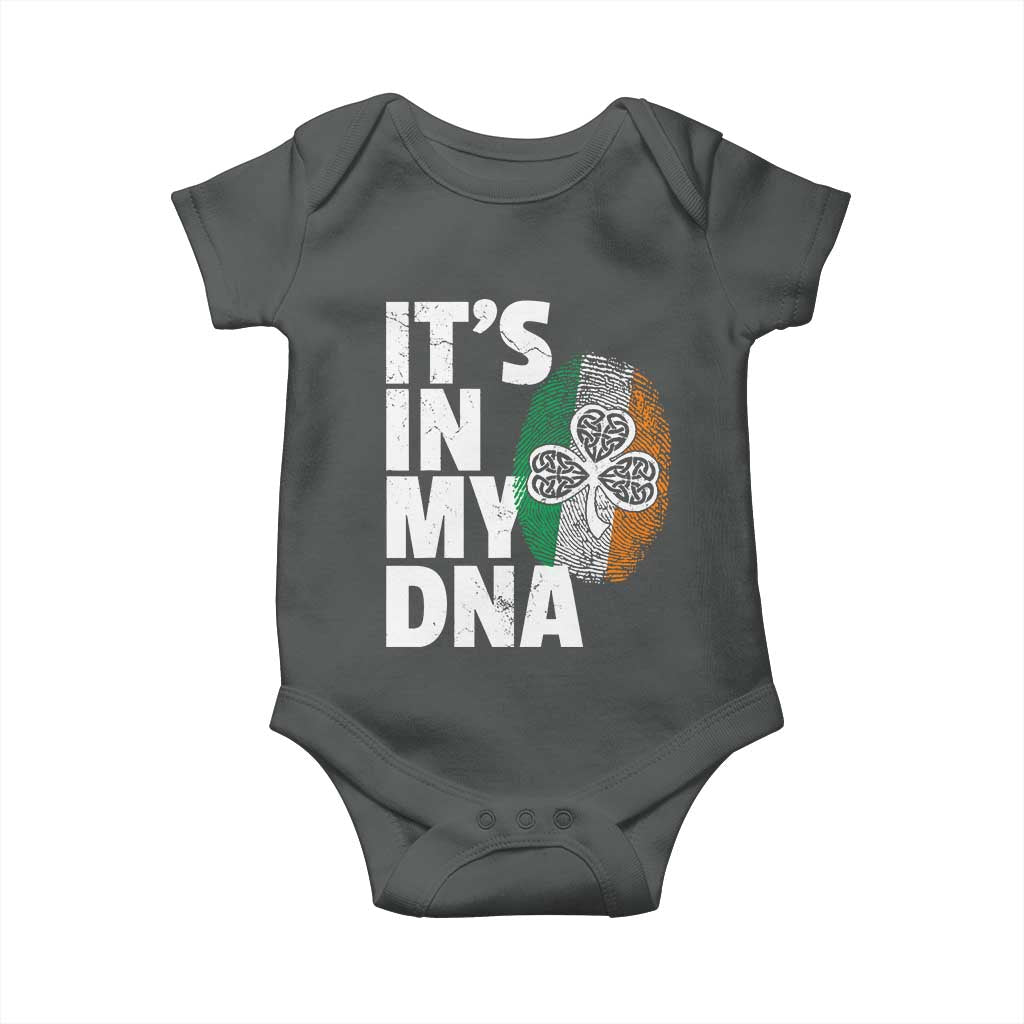 Funny Irish It's In My DNA Baby Onesie Ireland Fingerprint Flag TS11 Dark Heather Print Your Wear