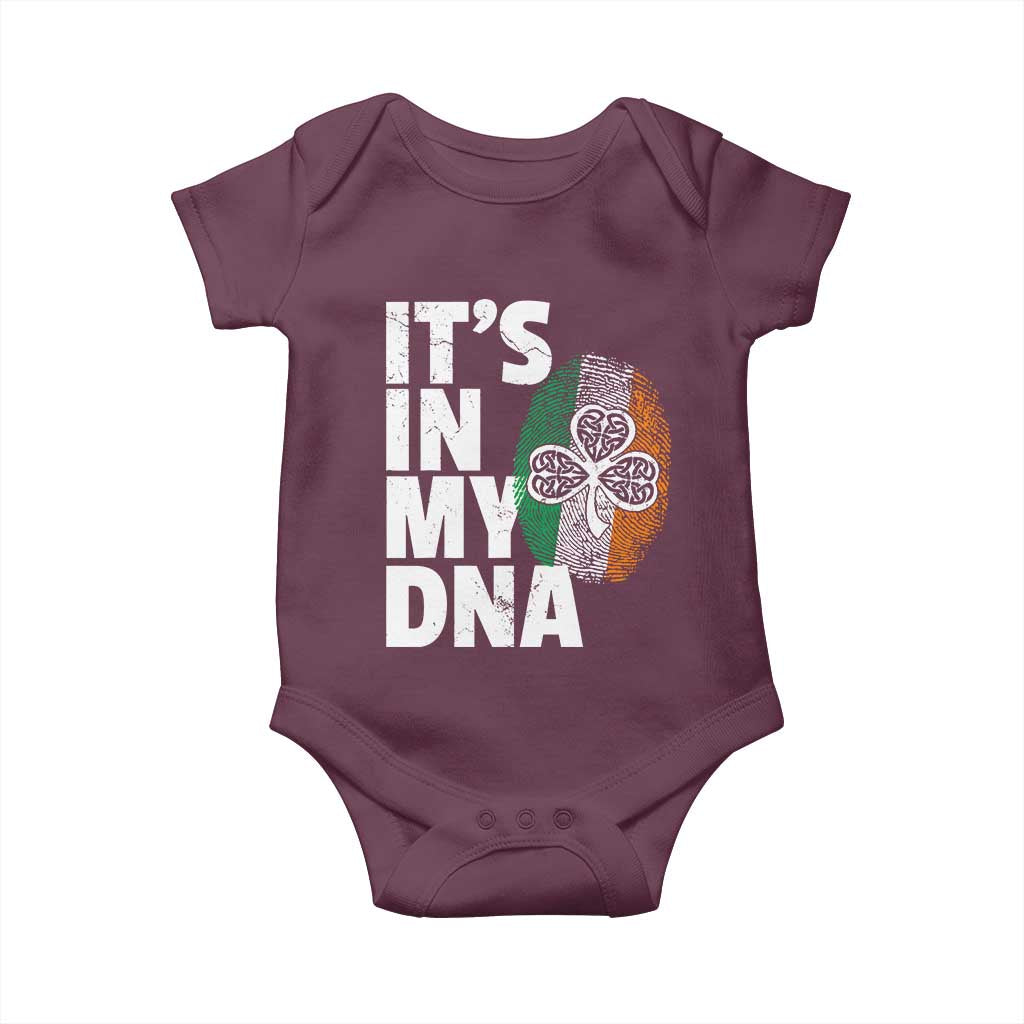 Funny Irish It's In My DNA Baby Onesie Ireland Fingerprint Flag TS11 Maroon Print Your Wear