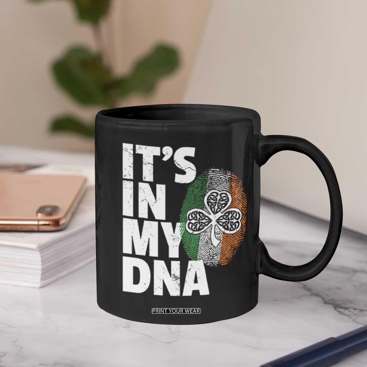 Funny Irish It's In My DNA Coffee Mug Ireland Fingerprint Flag TS11 Print Your Wear