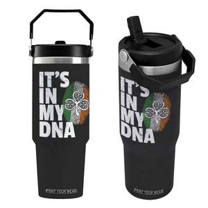 Funny Irish It's In My DNA Flip Straw Tumbler Ireland Fingerprint Flag TS11 One Size: 30 oz Black Print Your Wear