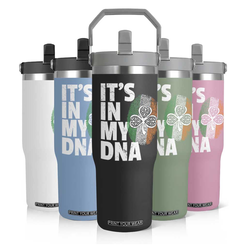 Funny Irish It's In My DNA Flip Straw Tumbler Ireland Fingerprint Flag TS11 Print Your Wear