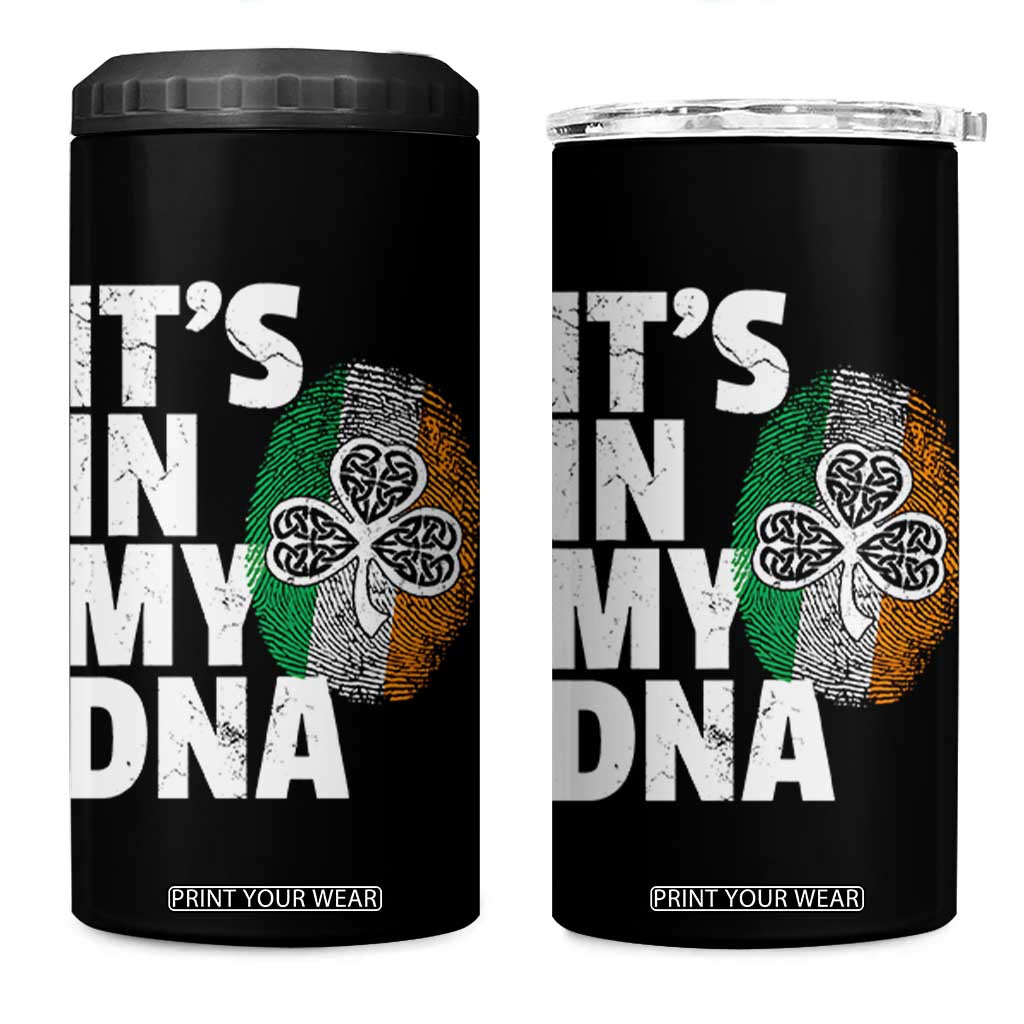 Funny Irish It's In My DNA 4 in 1 Can Cooler Tumbler Ireland Fingerprint Flag TS11 One Size: 16 oz Black Print Your Wear