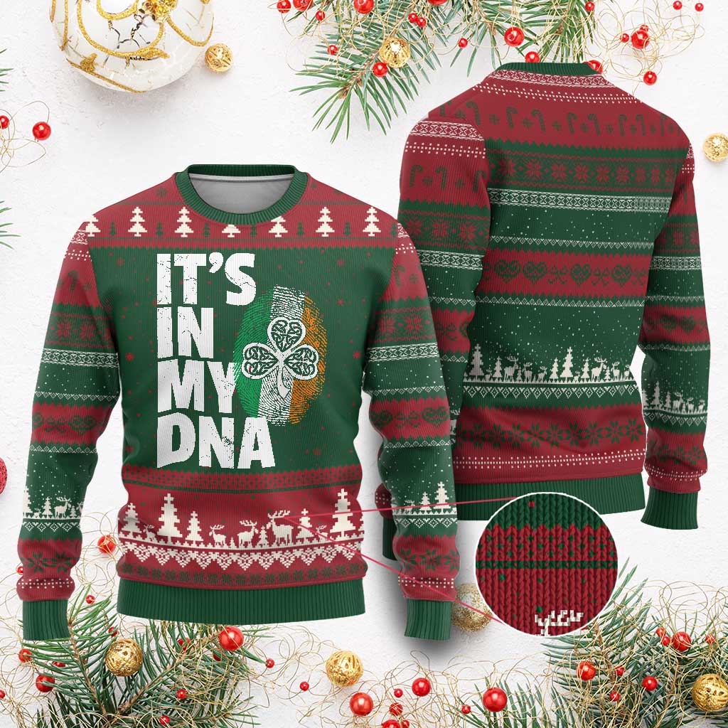 Funny Irish It's In My DNA Ugly Christmas Sweater Ireland Fingerprint Flag TS11 Red Green Print Your Wear