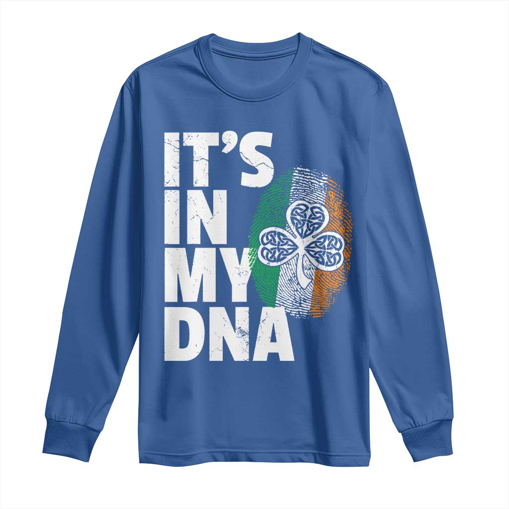 Funny Irish It's In My DNA Long Sleeve Shirt Ireland Fingerprint Flag TS11 Royal Blue Print Your Wear