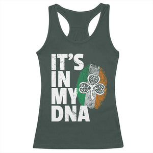 Funny Irish It's In My DNA Racerback Tank Top Ireland Fingerprint Flag TS11 Dark Forest Green Print Your Wear