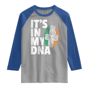 Funny Irish It's In My DNA Raglan Shirt Ireland Fingerprint Flag TS11 Sport Gray Royal Print Your Wear