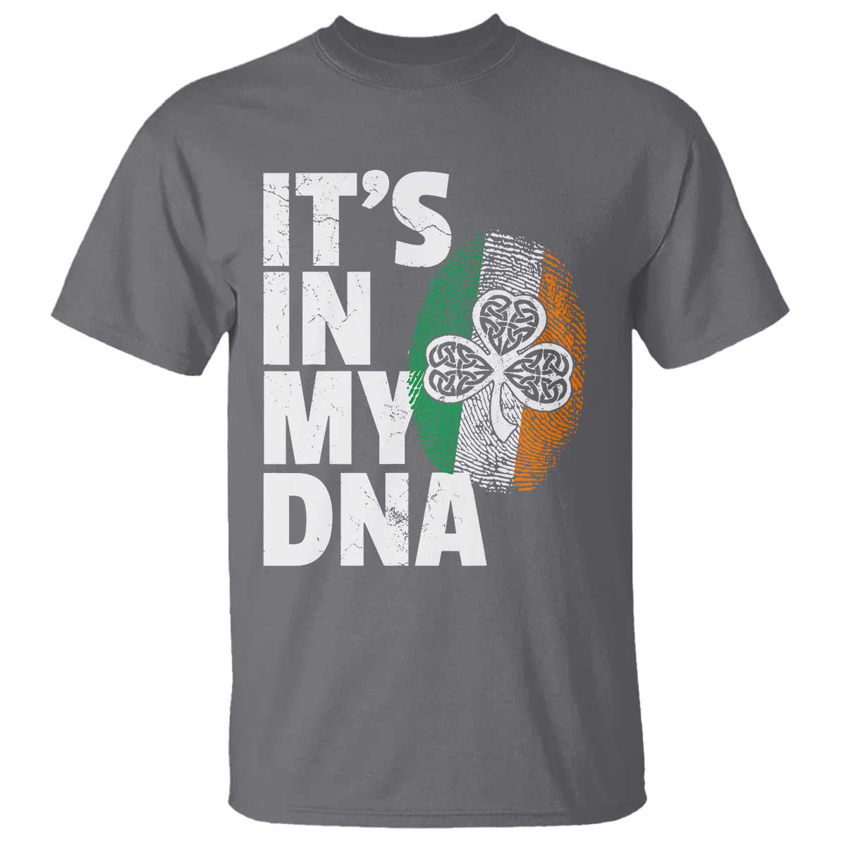Funny Irish It's In My DNA T Shirt Ireland Fingerprint Flag TS11 Charcoal Print Your Wear