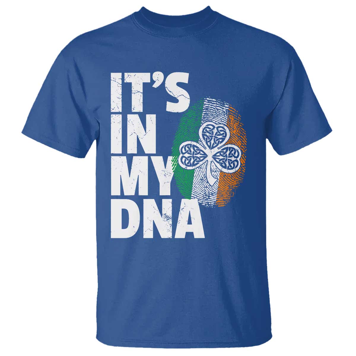 Funny Irish It's In My DNA T Shirt Ireland Fingerprint Flag TS11 Royal Blue Print Your Wear