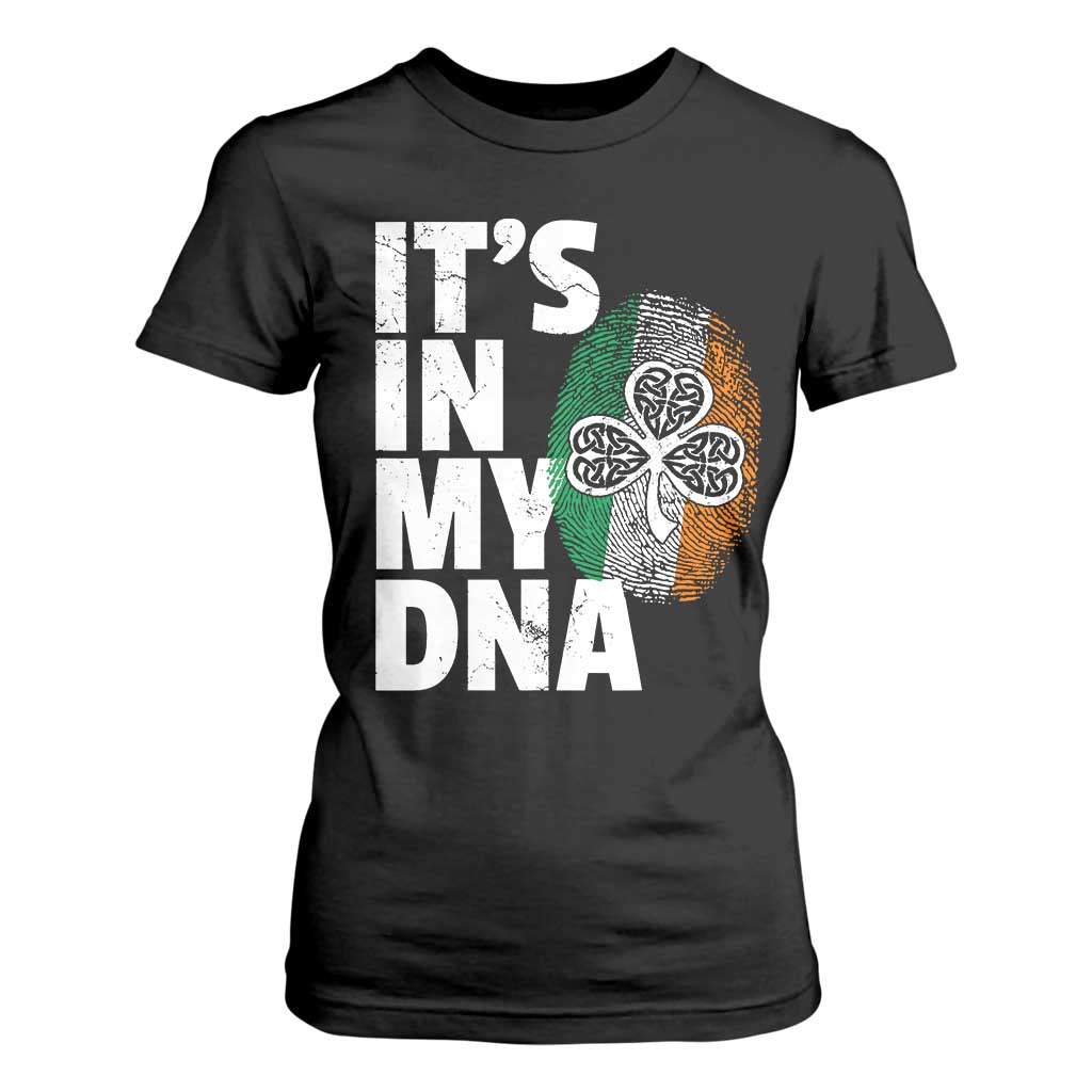 Funny Irish It's In My DNA T Shirt For Women Ireland Fingerprint Flag TS11 Black Print Your Wear