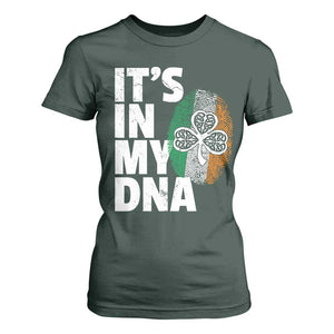 Funny Irish It's In My DNA T Shirt For Women Ireland Fingerprint Flag TS11 Dark Forest Green Print Your Wear