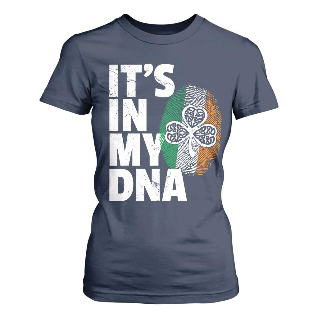 Funny Irish It's In My DNA T Shirt For Women Ireland Fingerprint Flag TS11 Navy Print Your Wear