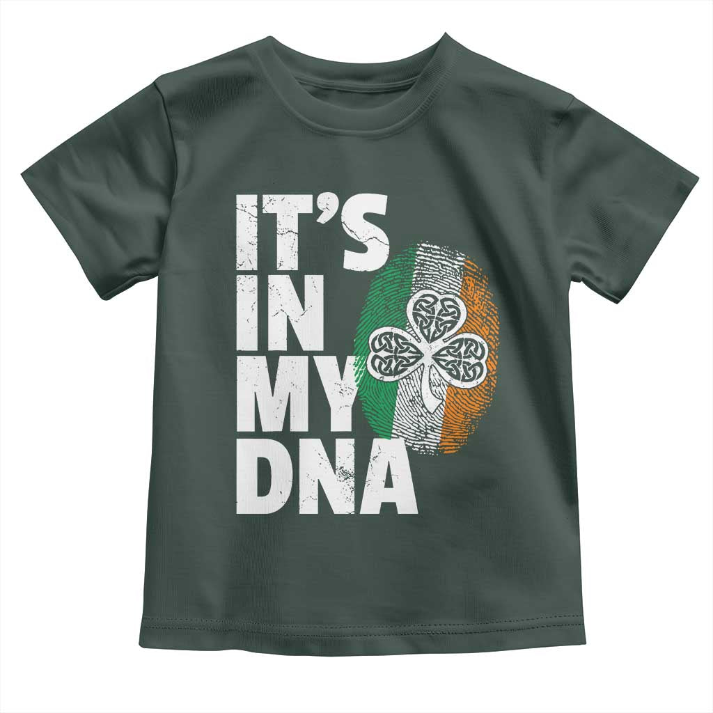 Funny Irish It's In My DNA Toddler T Shirt Ireland Fingerprint Flag TS11 Dark Forest Green Print Your Wear