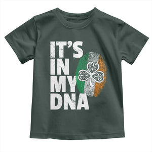 Funny Irish It's In My DNA Toddler T Shirt Ireland Fingerprint Flag TS11 Dark Forest Green Print Your Wear