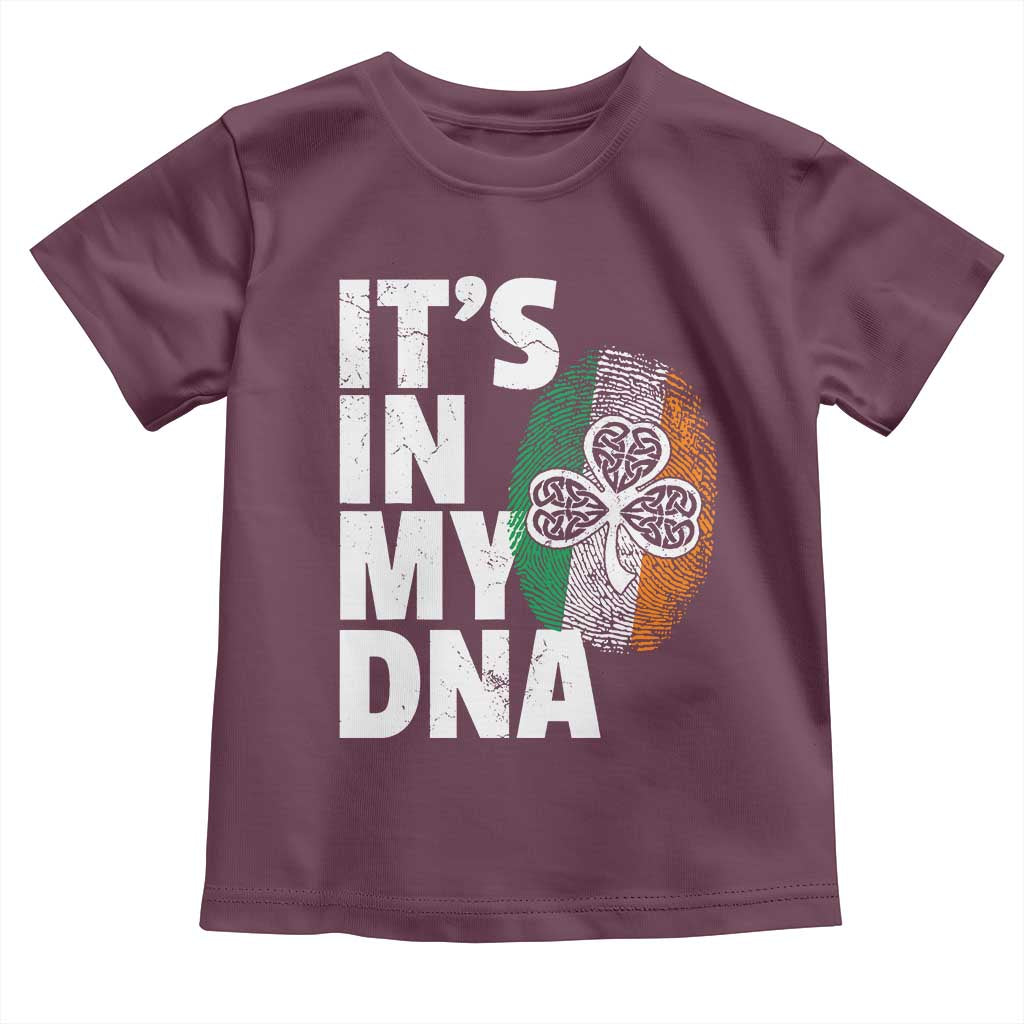 Funny Irish It's In My DNA Toddler T Shirt Ireland Fingerprint Flag TS11 Maroon Print Your Wear