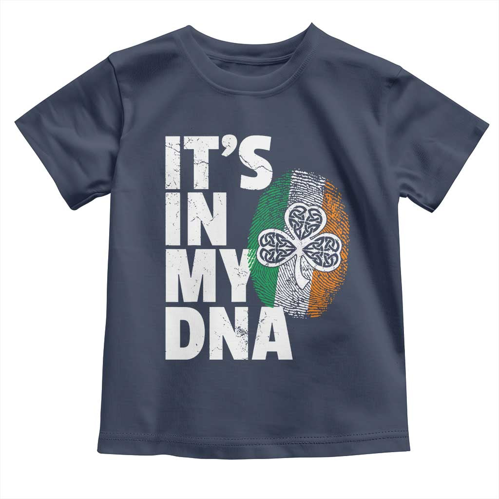 Funny Irish It's In My DNA Toddler T Shirt Ireland Fingerprint Flag TS11 Navy Print Your Wear