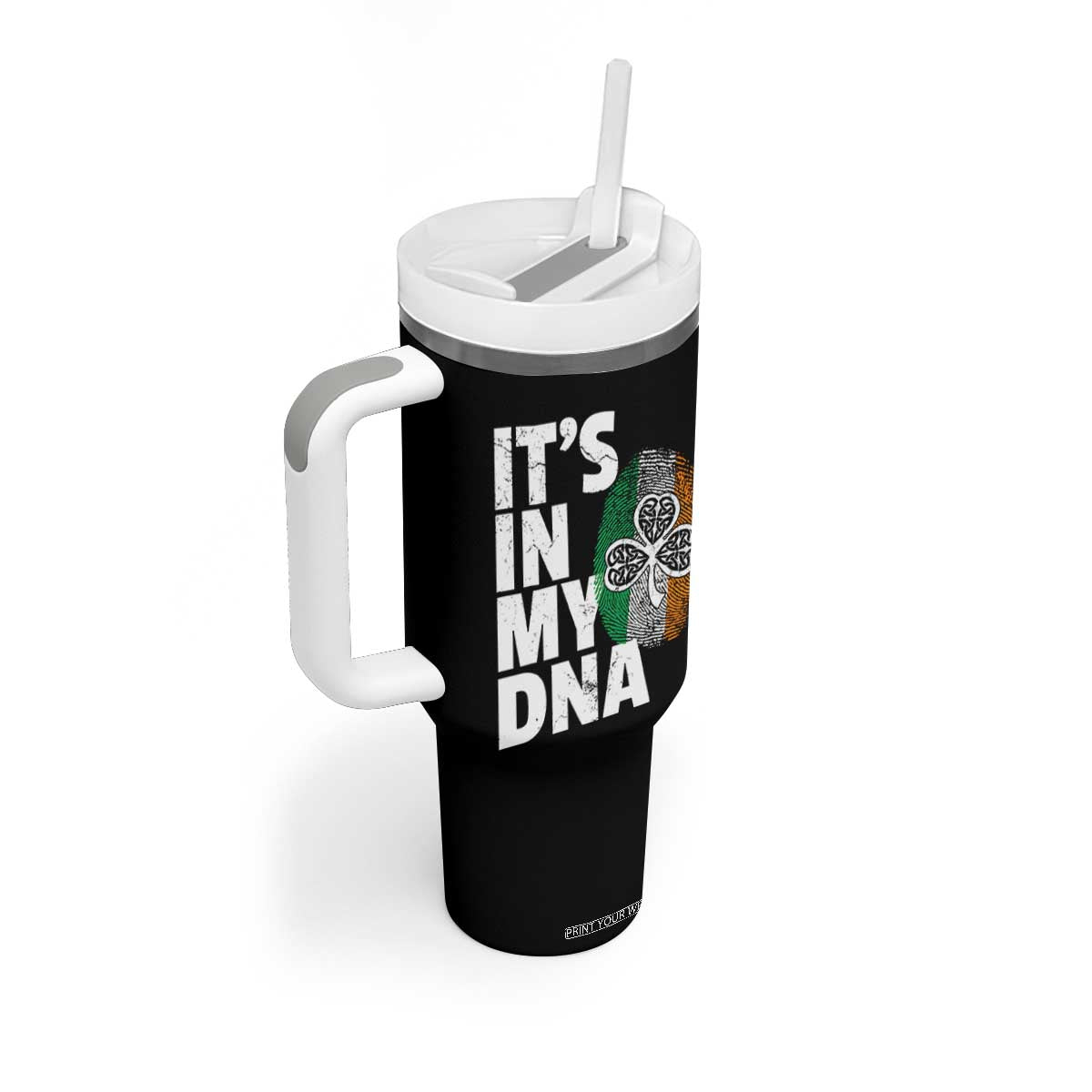Funny Irish It's In My DNA Tumbler With Handle Ireland Fingerprint Flag TS11 Print Your Wear