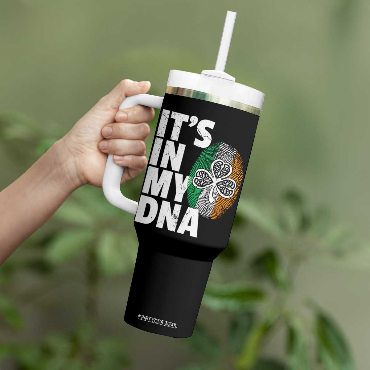 Funny Irish It's In My DNA Tumbler With Handle Ireland Fingerprint Flag TS11 Print Your Wear