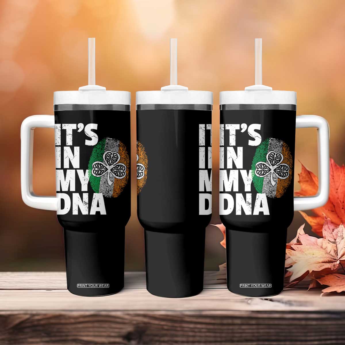 Funny Irish It's In My DNA Tumbler With Handle Ireland Fingerprint Flag TS11 Print Your Wear